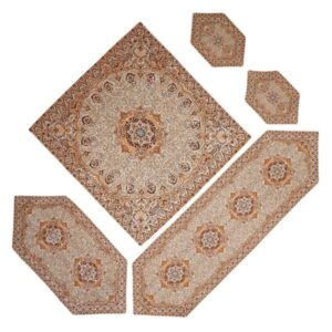 Set aus 5 Termeh-Tischdecken, luxuriös mit persischem Paisley-Muster Narges