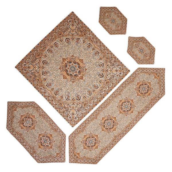Set aus 5 Termeh-Tischdecken, luxuriös mit persischem Paisley-Muster Narges