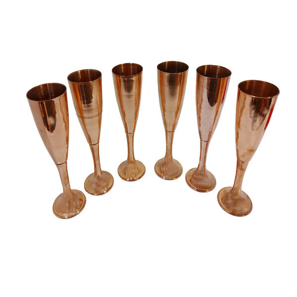 Set mit 6 handgefertigten persischen Kupfer-Weingläsern – Gehämmertes Modell Sonnenblume