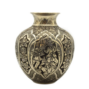Handgefertigte persische Kupfervase dekorativ mit Leili- & Majnoon-Design