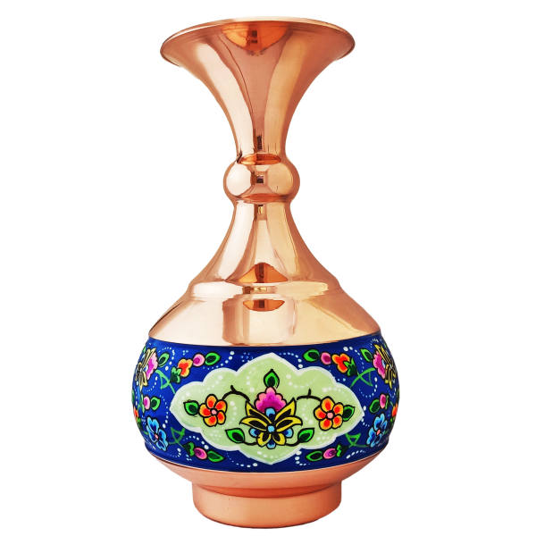 Dekorative Kupfervase, handbemalt mit persischer Minakari-Emaille Goli
