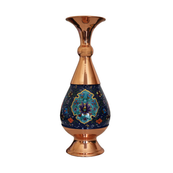 Dekorative Kupfervase, handbemalt mit persischer Minakari-Emaille Pardazii