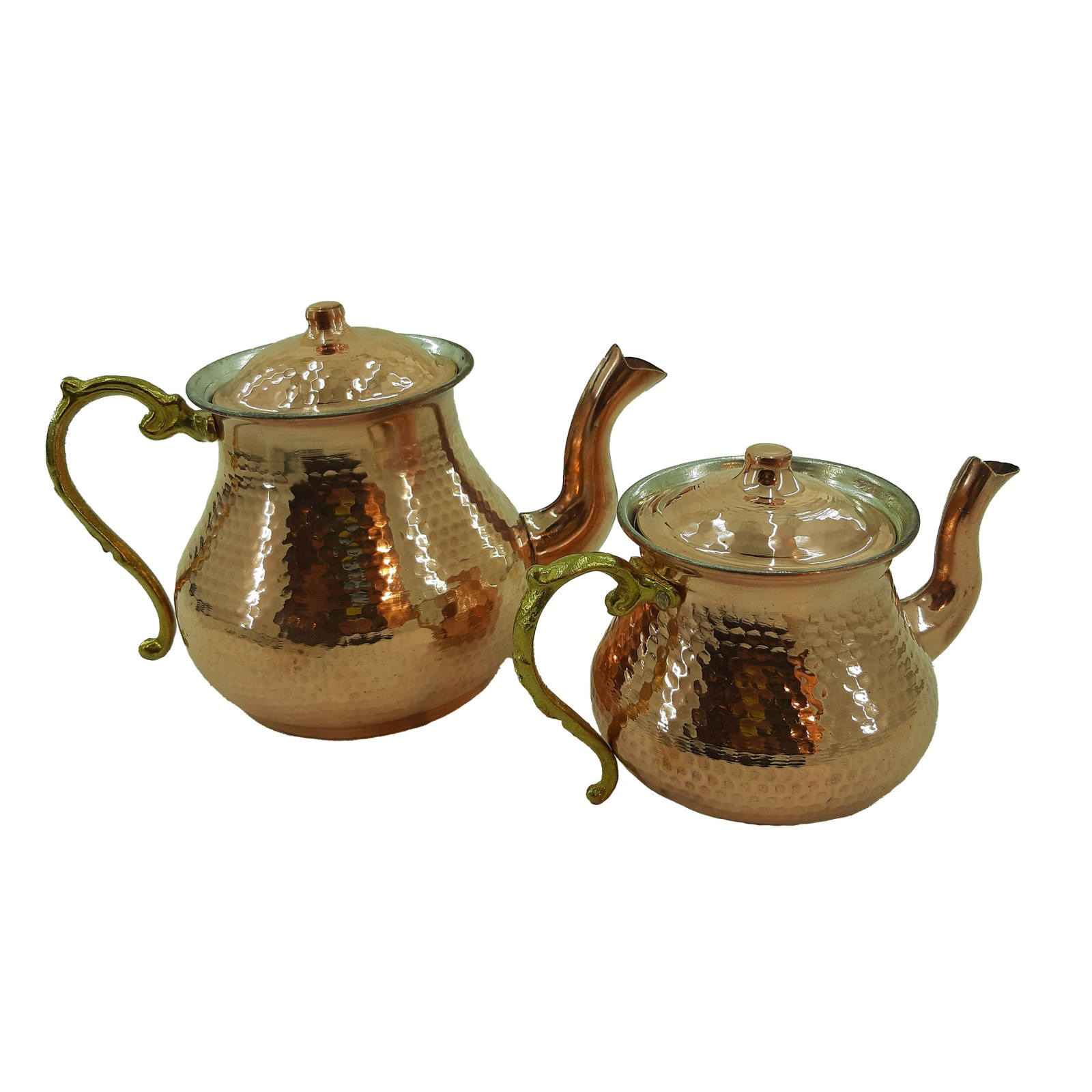 Persische Kupfer-Doppel-Teekanne robust und gehämmert Khorshid
