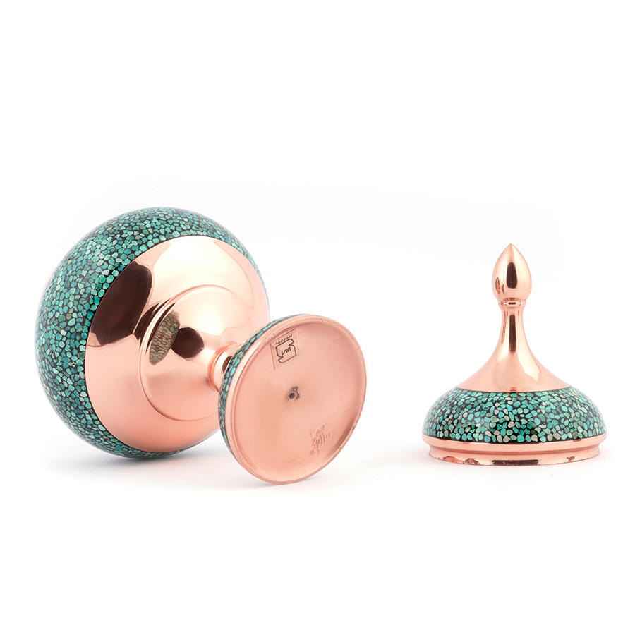 Handgefertigte persische eingelegte Türkis Kupfer-Zuckerschale Sinry