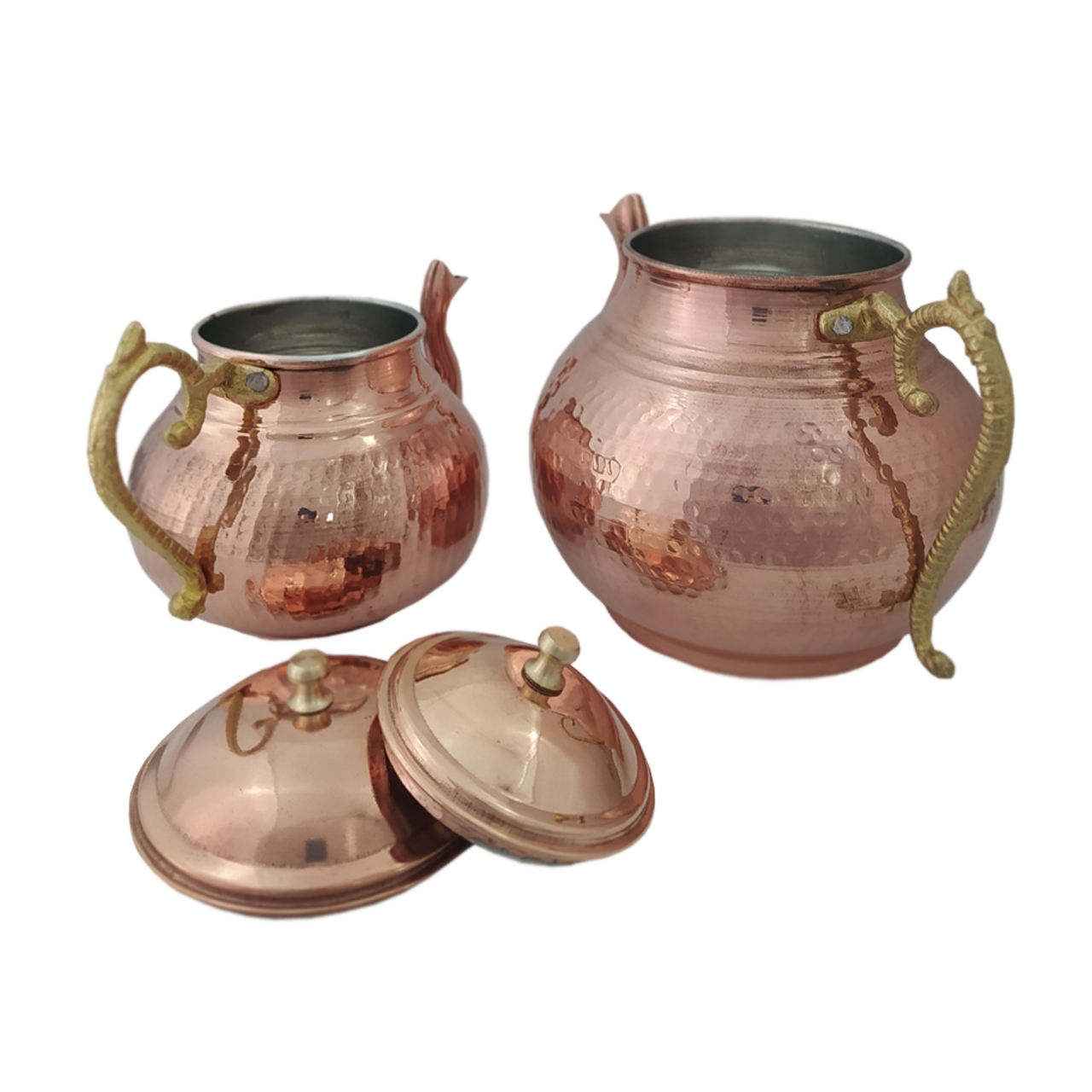 Persische Kupfer-Doppel-Teekanne robust und gehämmert Taha