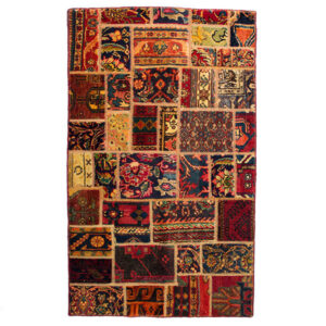 Vintage Persischer handgeknüpfter Patchwork-Teppich Zard