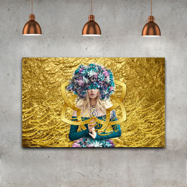 Persische Leinwandkunst - Gedrucktes Goldenes Design