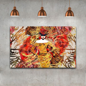Persische Leinwandkunst – Gedrucktes Oranges Design