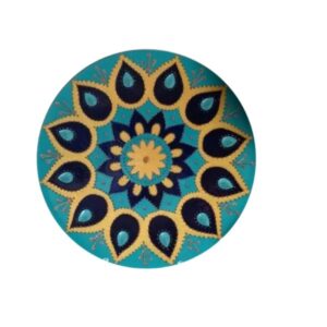 Handgemalter dekorativer Keramikteller Blaues Design