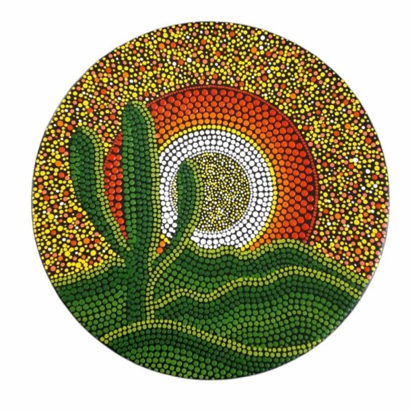 Dekorativer Keramikteller handgemalt Kaktus