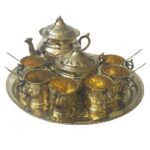 Persisches Messing-Tee- und Kaffeeset - Vintage-Stil