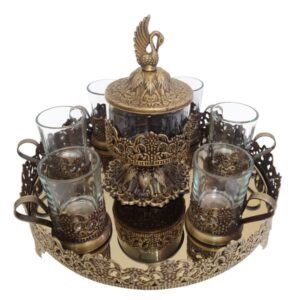 Persisches Metall-Tee- und Kaffeeset – Vintage-Stil Modell Schwan
