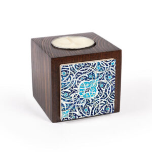 Persischer Holzwürfel-Teelichthalter blue (2X)