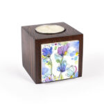 Persischer Holzwürfel-Teelichthalter Lila Blume (2X)