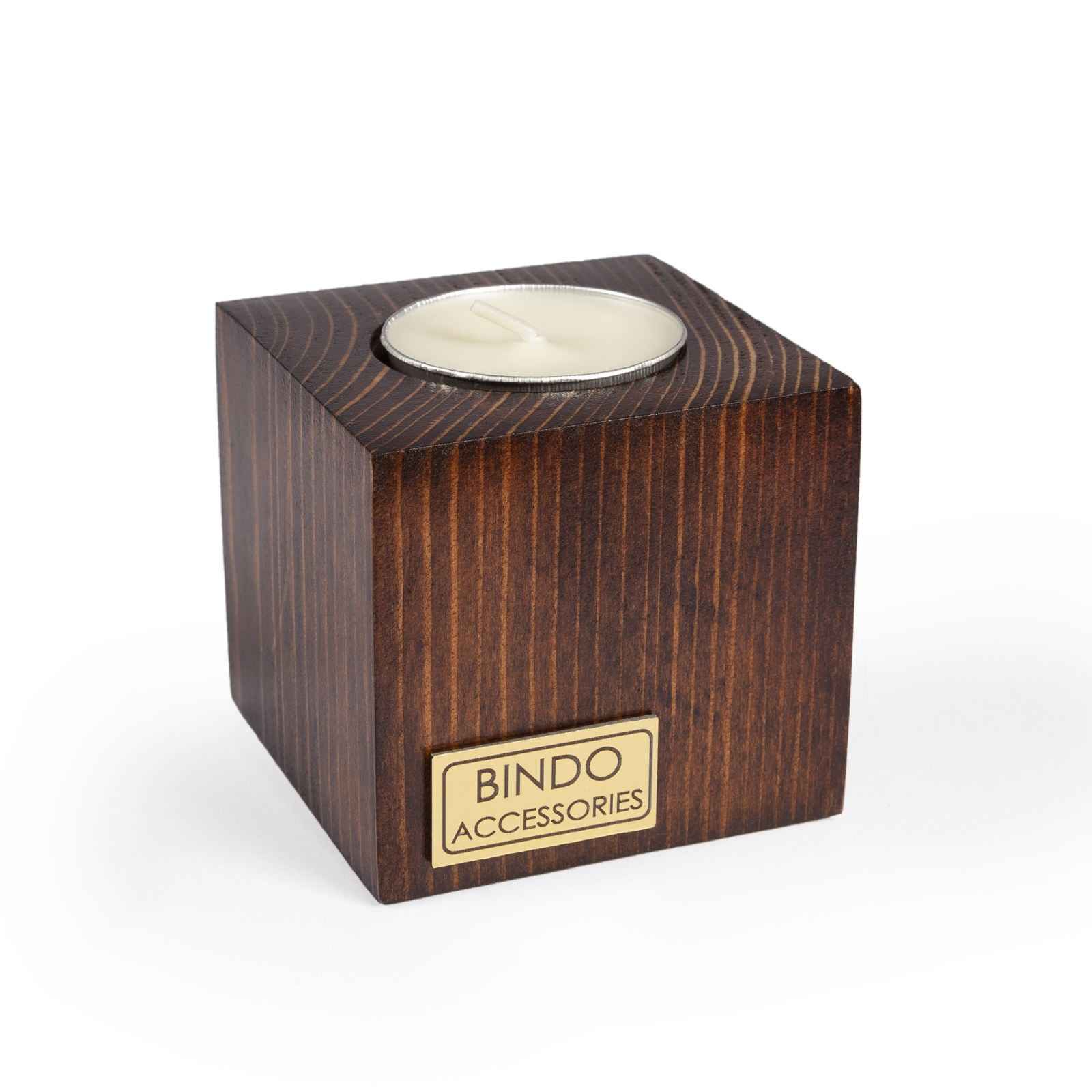 Persischer Holzwürfel-Teelichthalter Blume (2X)