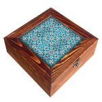 Persische Holz-Teebeutel-Organizer-Box mit Fächern Browni