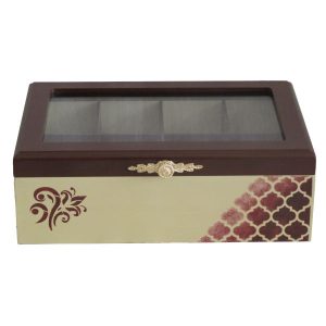 Holz-Teebeutel-Organizer-Box mit Fächern Creme