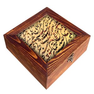 Persische Holz-Teebeutel-Organizer-Box mit Fächern Gedicht