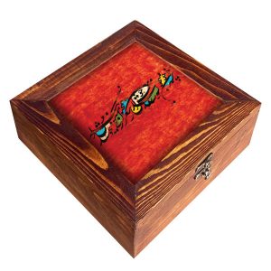 Persische Holz-Teebeutel-Organizer-Box mit Fächern Rot