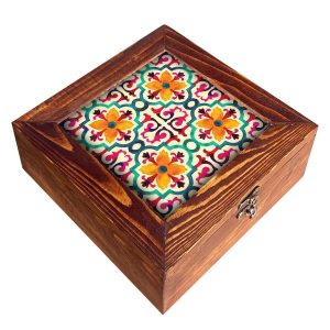 Persische Holz-Teebeutel-Organizer-Box mit Fächern Tara