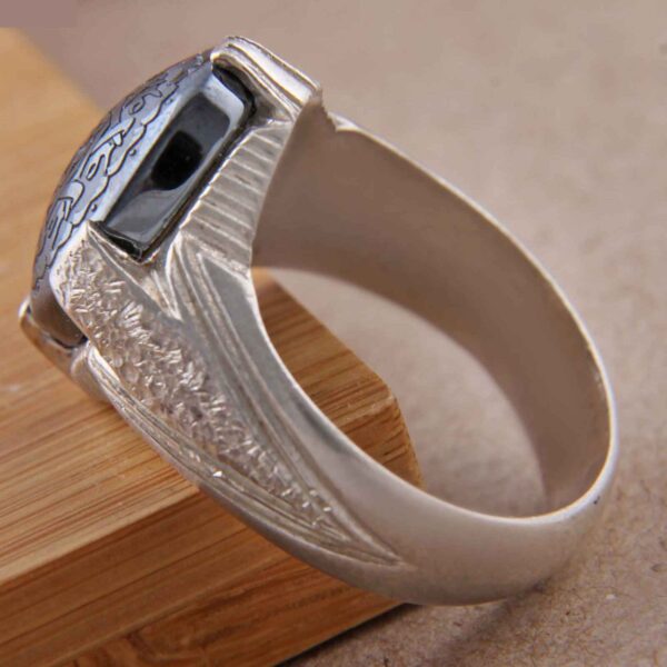 Islamischer Silberring mit Hadid-Hämatit für Männer Maahin