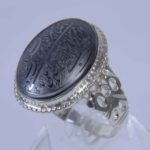 Islamischer Hämatit-Silberring mit Hadid-Gemstone für Männer