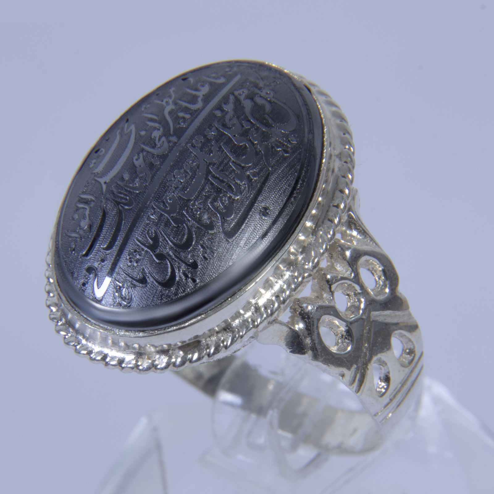 Islamischer Hämatit-Silberring mit Hadid-Gemstone für Männer