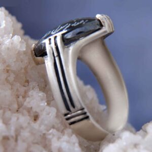 Islamischer Hämatit-Silberring mit Hadid-Gemstone für Männer Mohammad