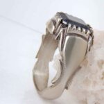 Persischer Hämatit-Silberring mit Hadid-Gemstone für Männer Mahan