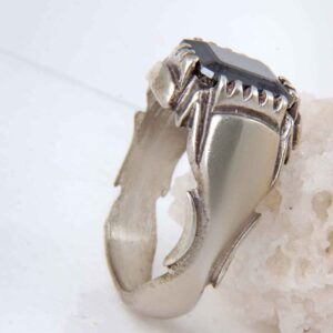 Persischer Hämatit-Silberring mit Hadid-Gemstone für Männer Mahan