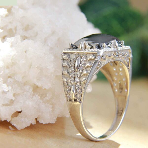 Persischer Hämatit-Silberring mit Hadid-Gemstone für Männer II