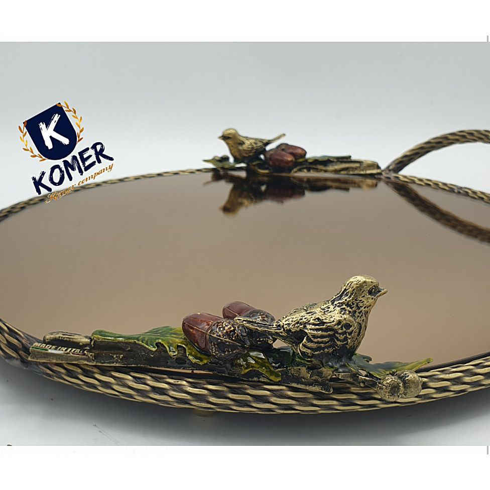 Persisches Messing-Teeserviertablett, Modell Spatz