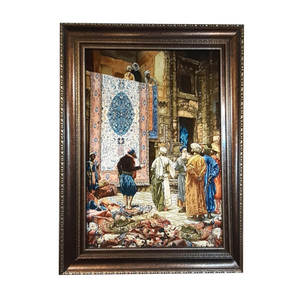 Handgeknüpfter persischer Bildteppich aus Tabriz, der einen Basar darstellt