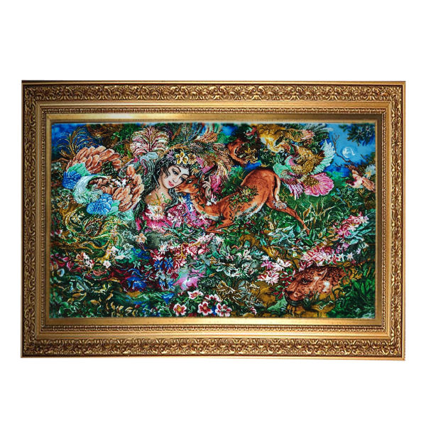 Handgeknüpfter persischer Wandteppich aus Tabriz, der die Miniatur von Existence darstellt
