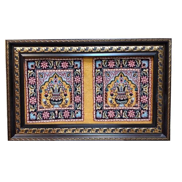 Handgeknüpfter persischer Wandteppich aus Tabriz mit Blumentopf-Motiv