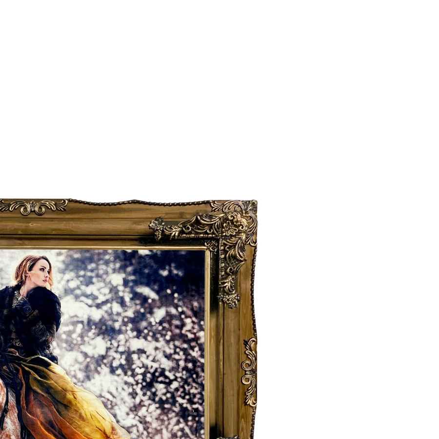 Bildteppich, der Pferdereiten darstellt