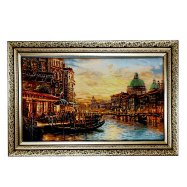 Handgeknüpfter persischer Bildteppich aus Tabriz, der Venedig darstellt