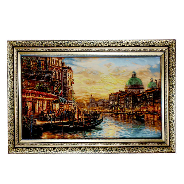 Handgeknüpfter persischer Bildteppich aus Tabriz, der Venedig darstellt