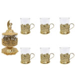 Persisches Vintage-Gold-Tee-Set Modell Schwan