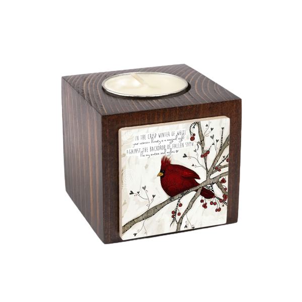 Persischer Holzwürfel-Teelichthalter Roter Vogel (2X)