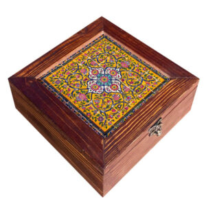 Persische Holz-Teebeutel-Organizer-Box mit Fächern Braun