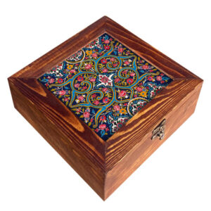 Persische Holz-Teebeutel-Organizer-Box mit Fächern Braun