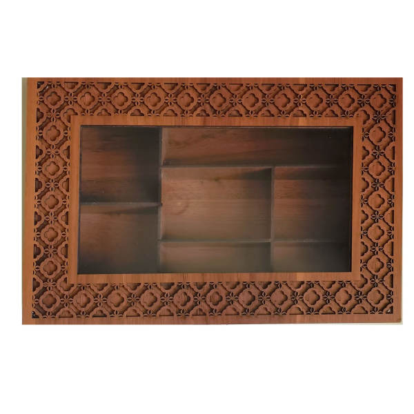 Holz-Teebeutelkästchen mit Fächern Sonne