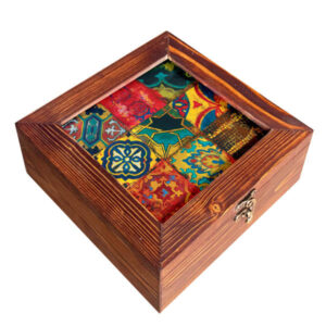 Persische Holz-Teebeutel-Organizer-Box mit Fächern Gelb