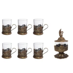 Set aus 7 persischen Bronze-Tee-Service-Sets
