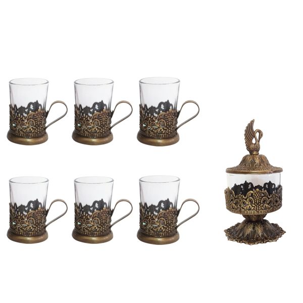 Set aus 7 persischen Bronze-Tee-Service-Sets
