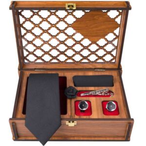 Herrenkrawatte, Taschentuch & Manschettenknöpfe Set – Luxuriös Kabir