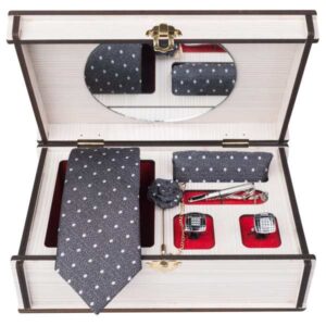 Herrenkrawatte, Taschentuch & Manschettenknöpfe Set – Luxuriös Sarvi