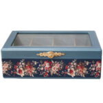 Holz-Teebeutel-Organizer-Box mit Fächern Nili Blau