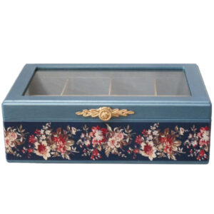 Holz-Teebeutel-Organizer-Box mit Fächern Nili Blau